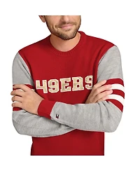Tommy Hilfiger Men's Scarlet/Heather Gray San Francisco 49ers Acrylic Crewneck Pullover Sweatshirt