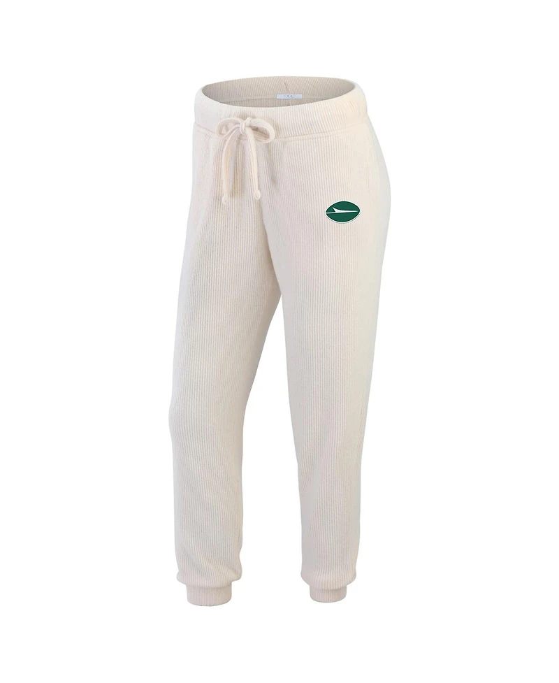 Wear by Erin Andrews Women's 2-Piece Oatmeal New York Jets Rib-Knit Long Sleeve T-Shirt and Pants Lounge Set