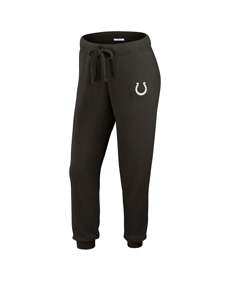 Wear by Erin Andrews Women's Cream Indianapolis Colts Plus Size Knitted Tri-Blend Long Sleeve T-Shirt Pants Lounge Set