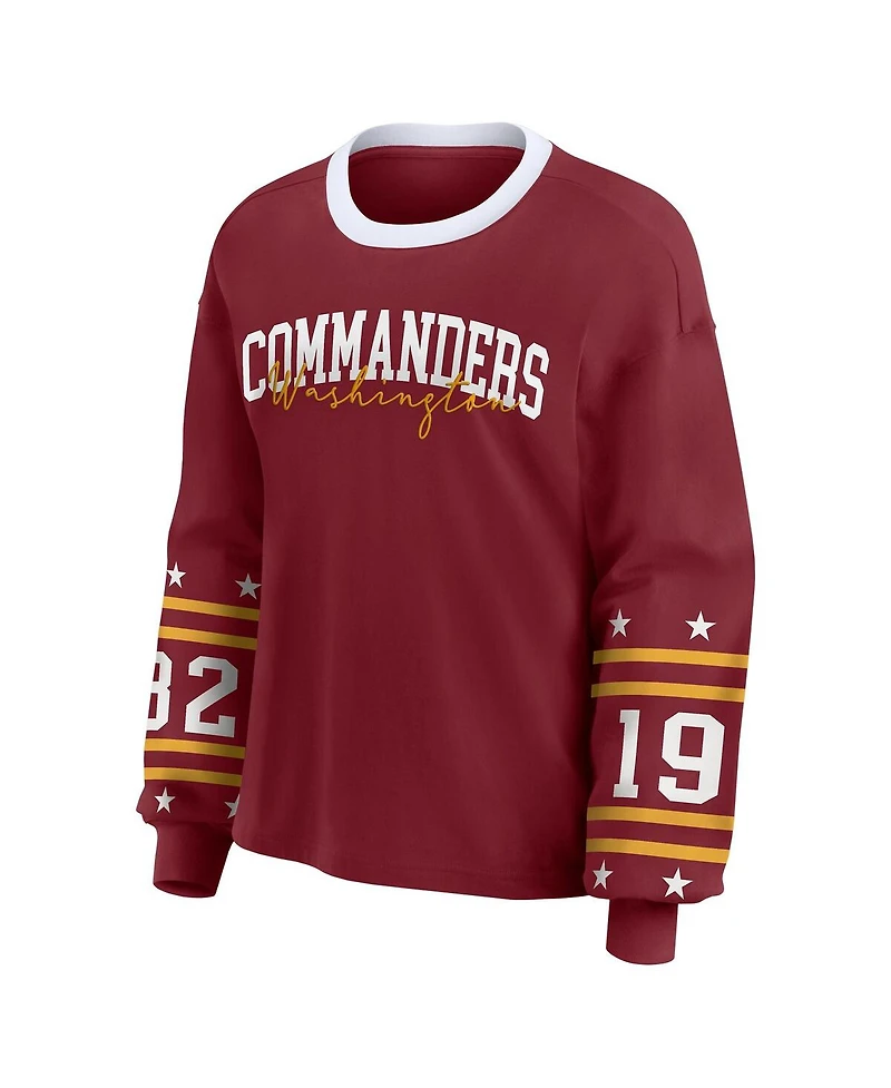 Wear by Erin Andrews Women's Burgundy Washington Commanders Sport Long-Sleeve T-Shirt