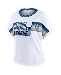 Wear by Erin Andrews Women's White Nfl Cropped Center Stripe Dolman T-Shirt