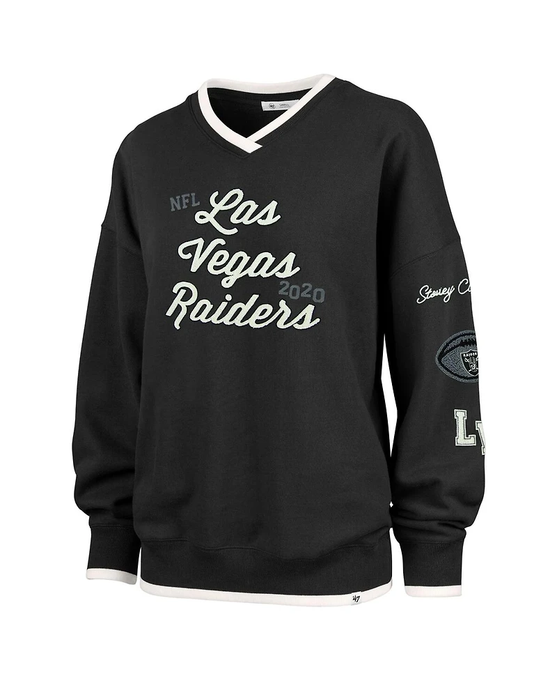 Stoney Clover Lane Women's Black Las Vegas Raiders Oversized Eighties Pullover V-Neck Sweatshirt