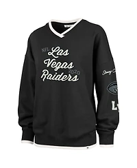 Stoney Clover Lane Women's Black Las Vegas Raiders Oversized Eighties Pullover V-Neck Sweatshirt