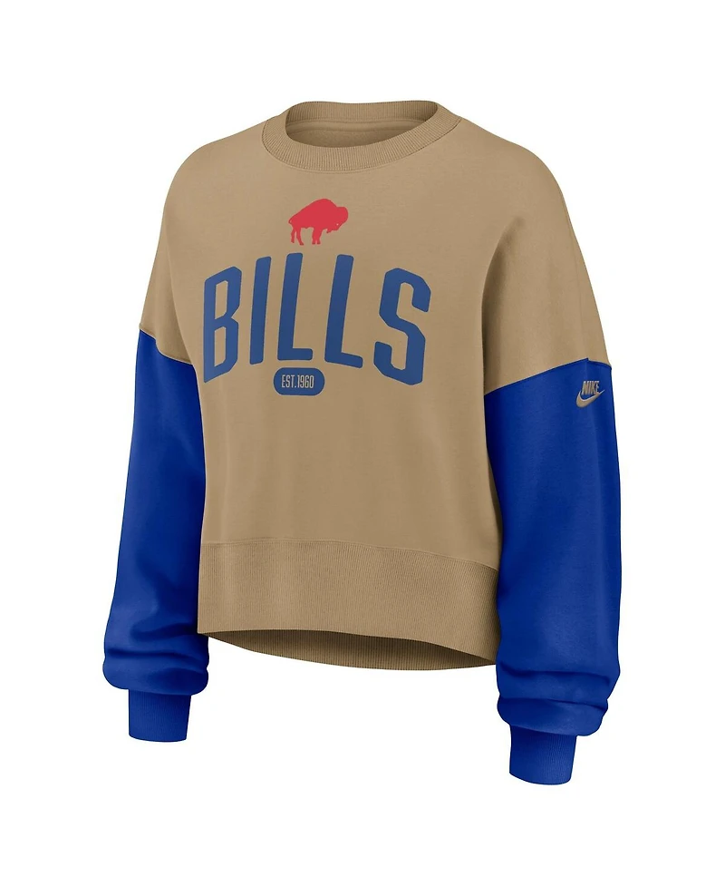 Nike Women's Tan Buffalo Bills Oversized Rewind Pullover Sweatshirt