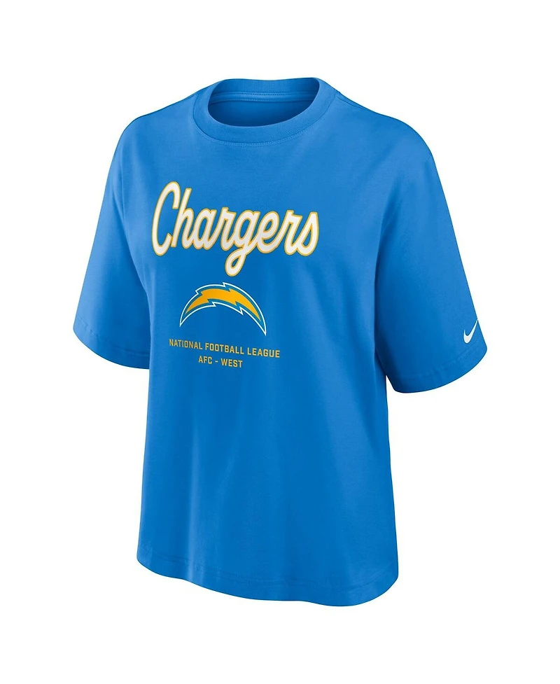 Nike Women's Powder Blue Los Angeles Chargers Essential Script Relaxed Boxy T-Shirt