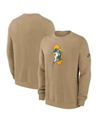 Nike Men's Tan Green Bay Packers Swing Pass Rewind Club Pullover Sweatshirt
