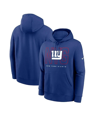 Nike Men's Royal New York Giants Busted Play Club Fleece Pullover Hoodie