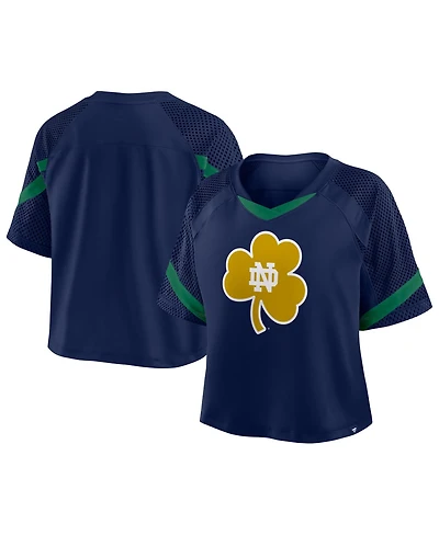 Fanatics Women's Navy Notre Dame Fighting Irish Oversized Raglan V-Neck Fashion Jersey