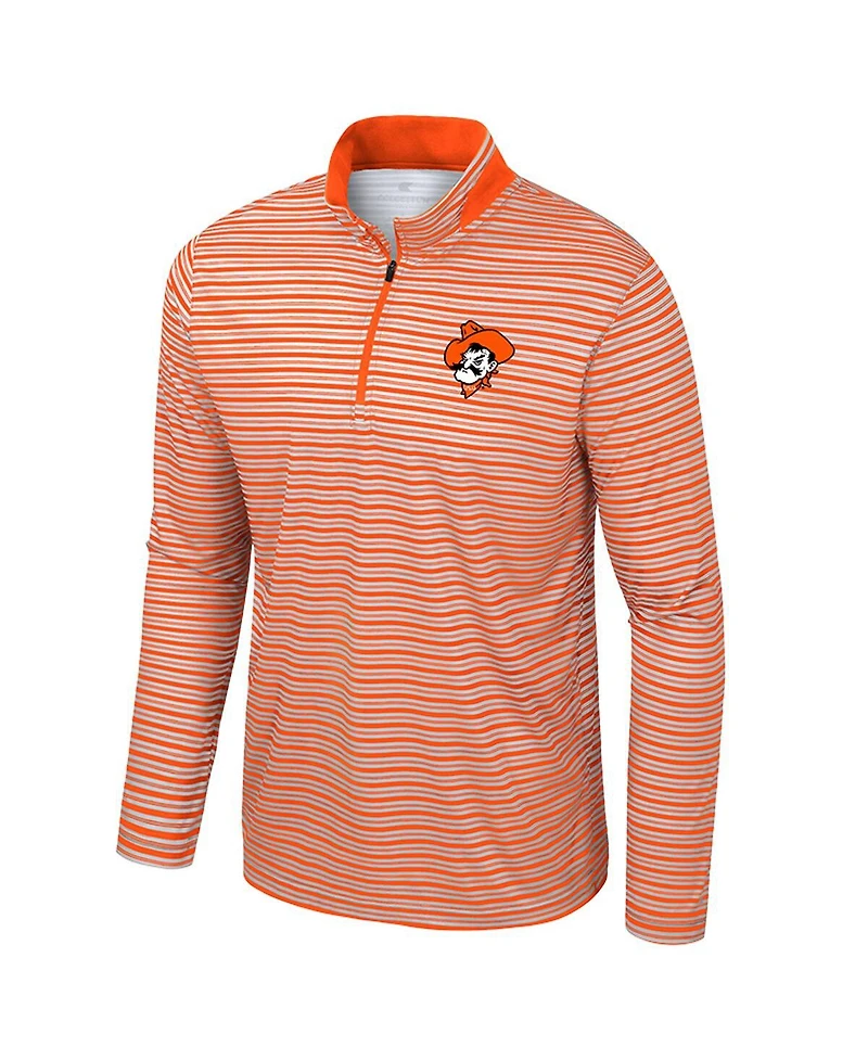 Colosseum Men's Orange Oklahoma State Cowboys Striped Quarter-Zip Top