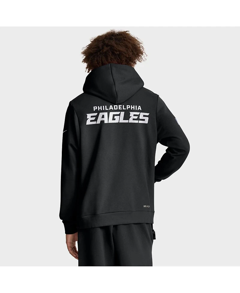 Nike Men's Black Philadelphia Eagles Sideline Standard Issue Initial Home Dri-fit Hoodie