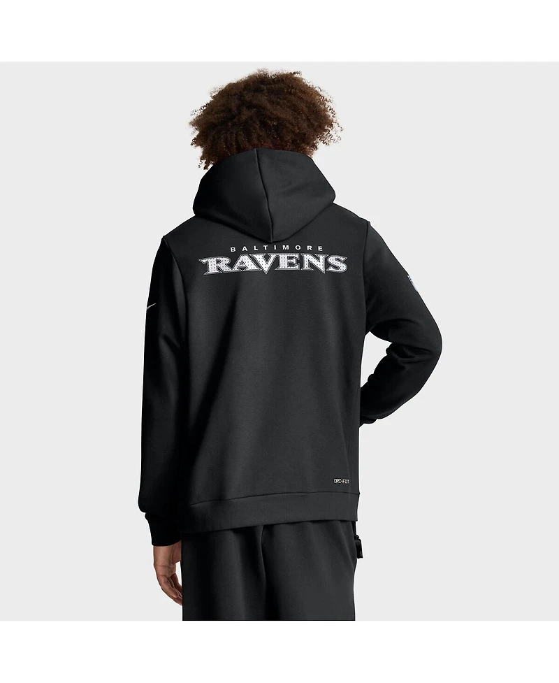 Nike Men's Black Baltimore Ravens Sideline Standard Issue Initial Home Dri-fit Hoodie