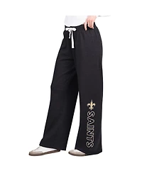G-iii 4Her by Carl Banks Women's Black New Orleans Saints Field Wide Leg Sweatpants
