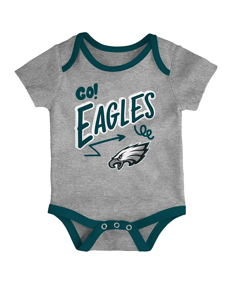 Outerstuff Baby Boys and Girls 3-pack Philadelphia Eagles All Day Play Bodysuit Set