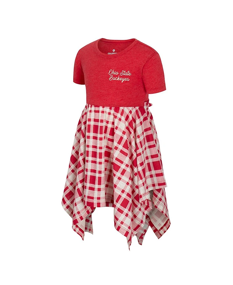Colosseum Girls Toddler Scarlet Ohio State Buckeyes Marceline Plaid Dress