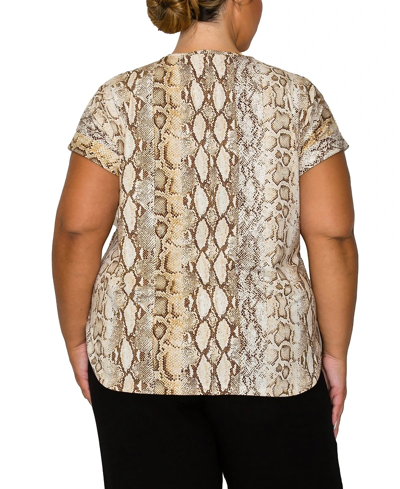 Coin 1804 Plus Python Rolled Short Sleeve Top