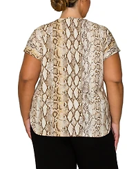 Coin 1804 Plus Python Rolled Short Sleeve Top