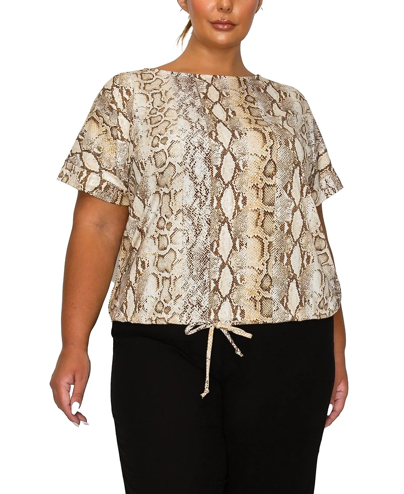 Coin 1804 Plus Python Cinch Waist Dolman Top