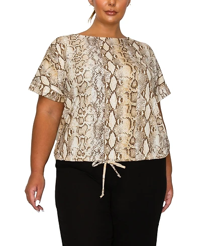 Coin 1804 Plus Python Cinch Waist Dolman Top