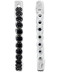 Macy's Black Spinel Hoop Earrings (0.777 ct.t.w.) in Sterling Silver