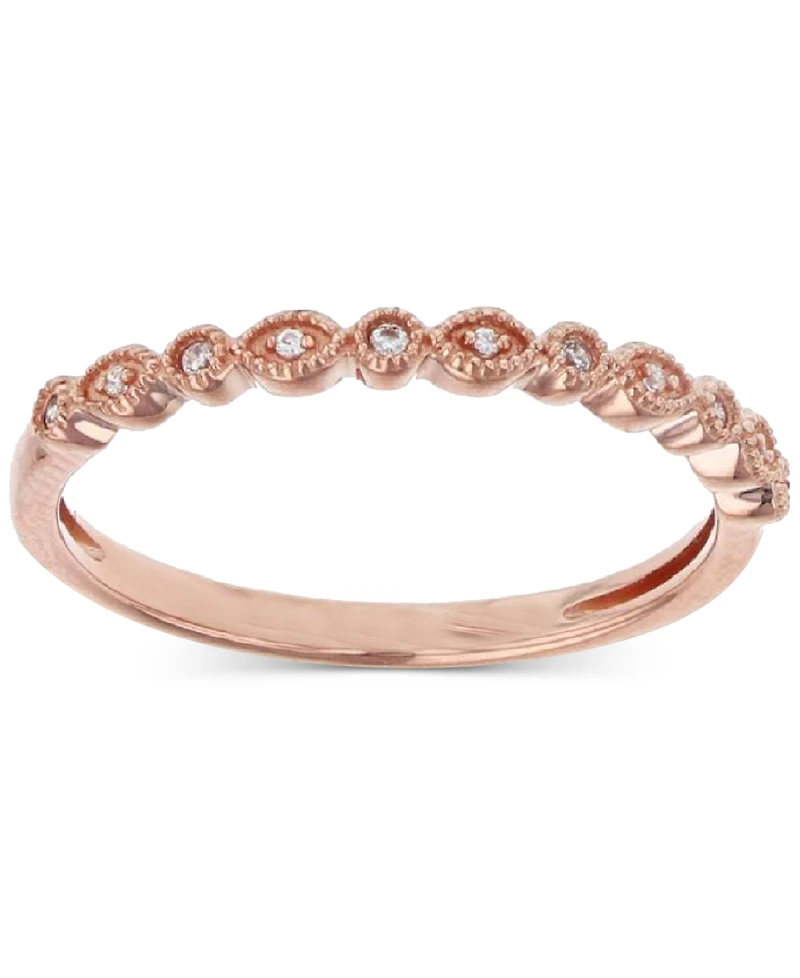 Macy's Created White Sapphire (0.135 ct. t.w.) Trio Stackable Ring 14K Yellow Rose Plating Over Sterling Silver or