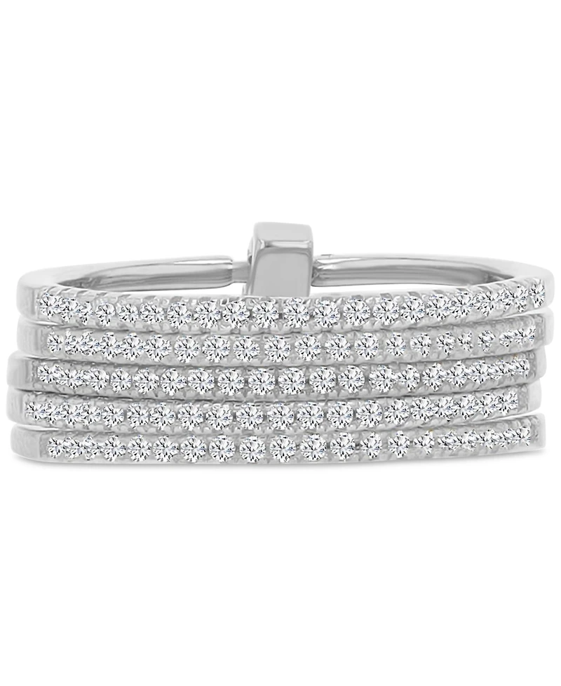 Macy's Cubic Zirconia 5 Rows Ring (0.945 ct.t.w.) Sterling Silver