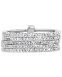 Macy's Cubic Zirconia 5 Rows Ring (0.945 ct.t.w.) Sterling Silver