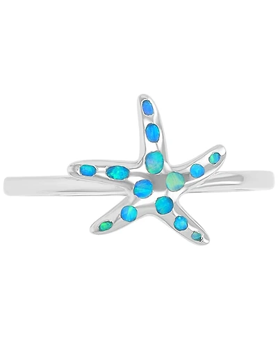 Macy's Star Shape Opal (0.25 ct. t.w.) Ring Sterling Silver