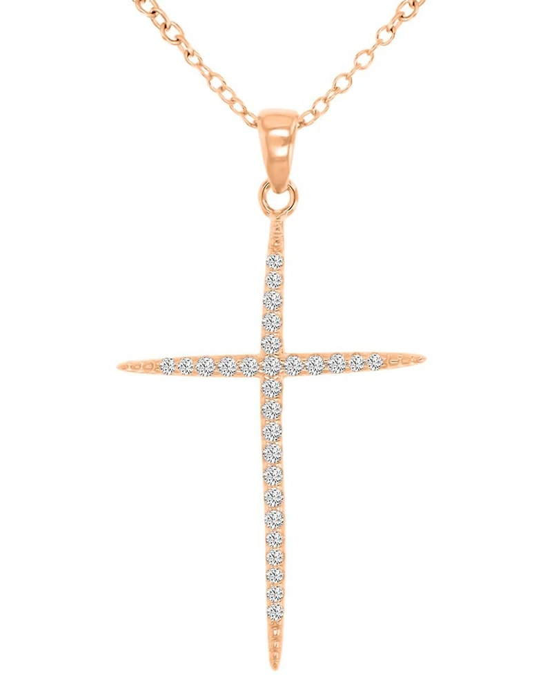 Macy's Cubic Zirconia Necklace (0.303 ct.t.w.) in 14k Rose Gold Over Sterling Silver