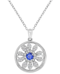 Macy's Diamond Blue Sapphire (0.37 ct. t.w.) and White Sapphire (0.32 ct. t.w.) Necklace in Sterling Silver