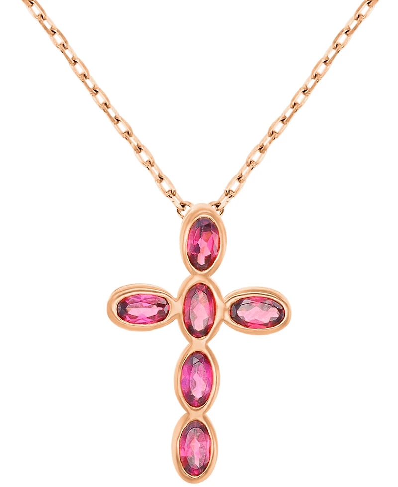 Macy's Rhodolite Necklace (1.8 ct.t.w.) in 14k Rose Gold over Sterling Silver