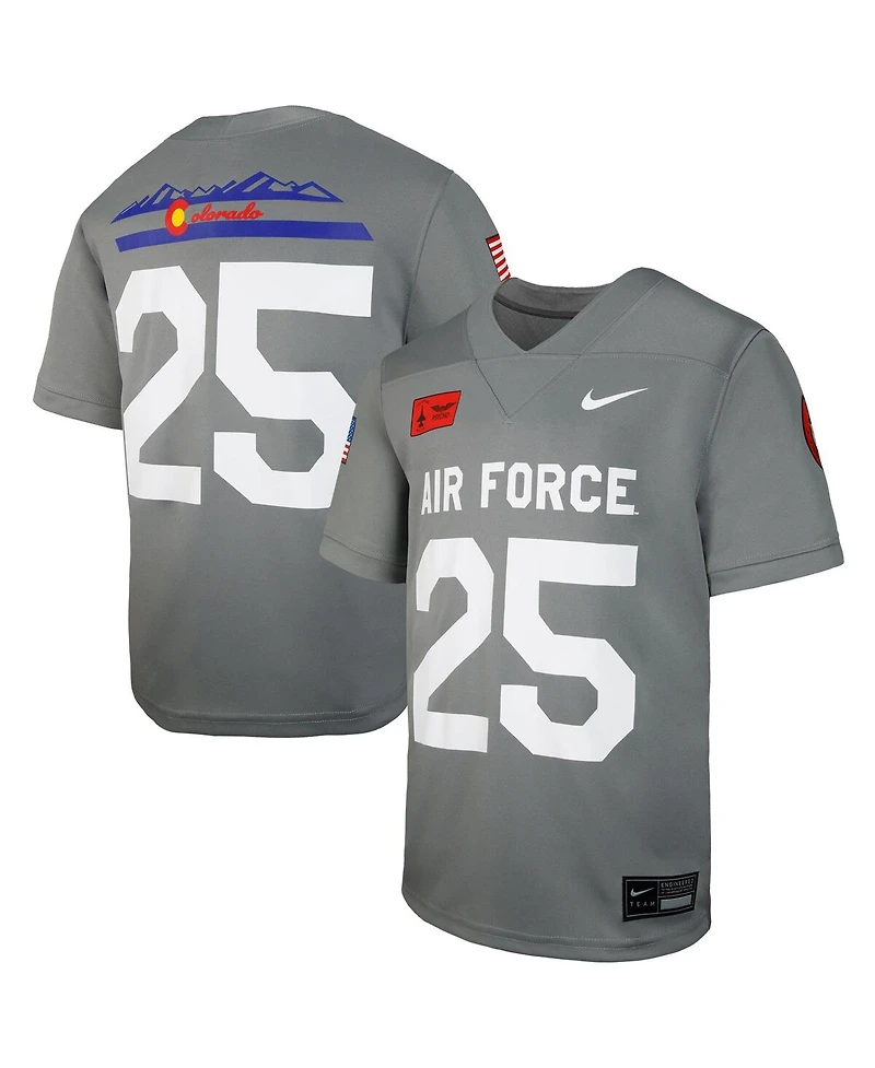 Nike Big Boys and Girls 25 Gray Air Force Falcons Apls Fighting Falcon Collection Football Game Jersey