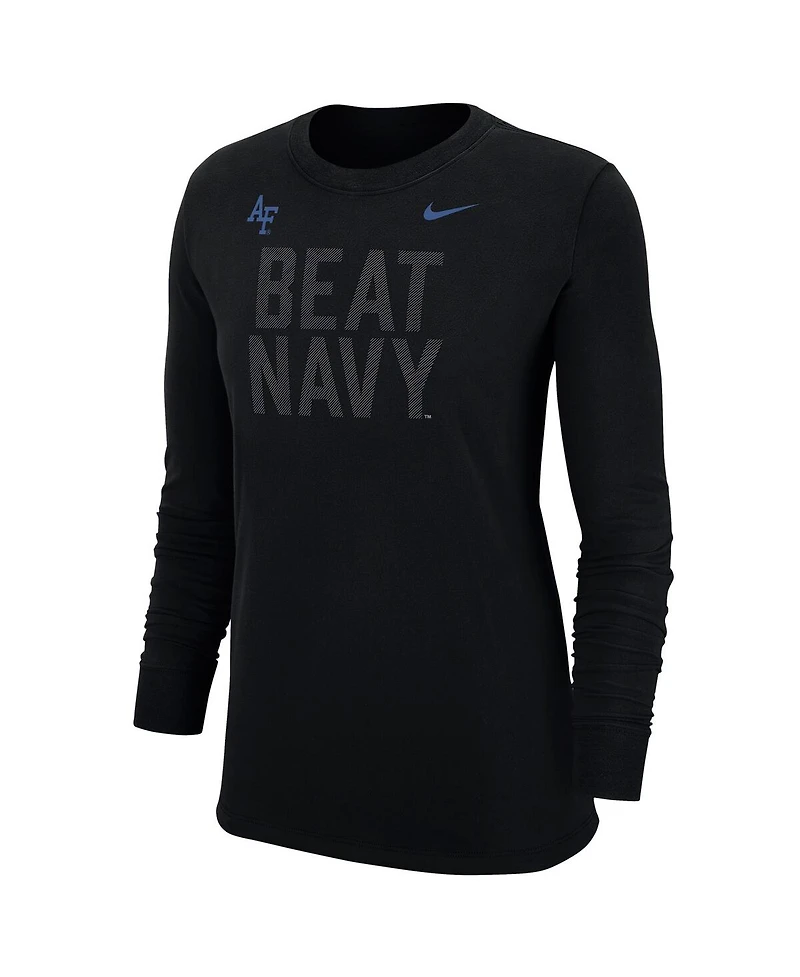 Nike Women's Black Air Force Falcons Apls Fighting Falcon Collection Rivalry Long Sleeve T-Shirt