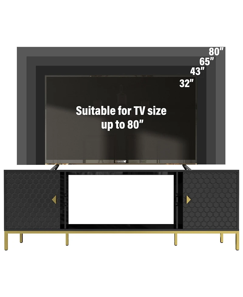 70 inches Mdf Tv Stand With Storage Cabinets