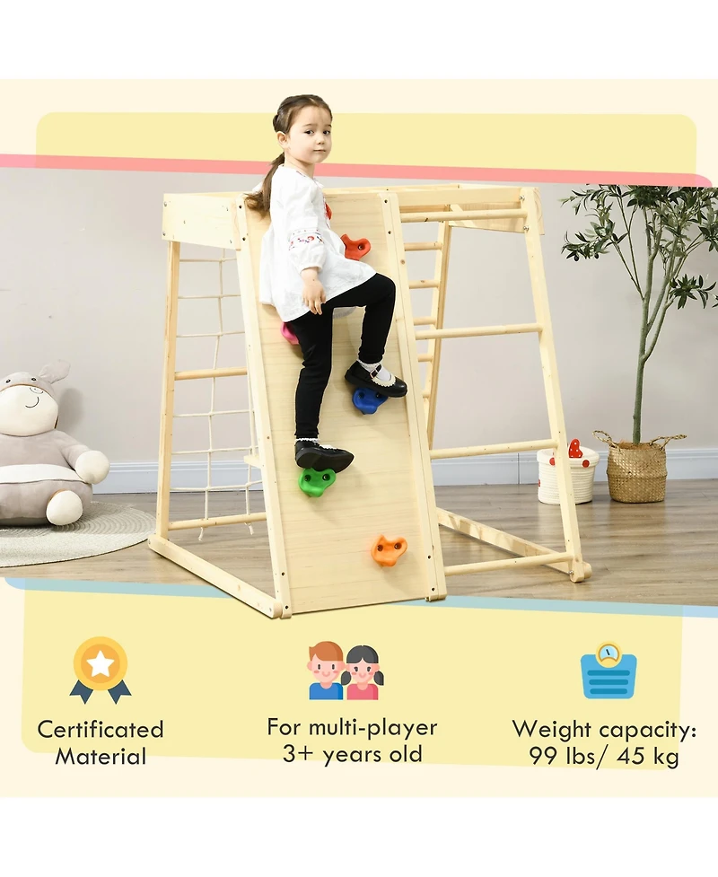 Qaba 5-in-1 Indoor Jungle Gym Playground with Swing, Climber, Monkey Bars
