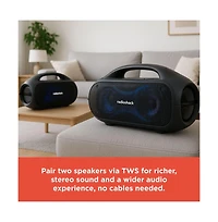 RadioShack 60W Black and Gray Wireless Portable Speaker With Lights True Wireless Audio And Type C-Charging Cable 4001787