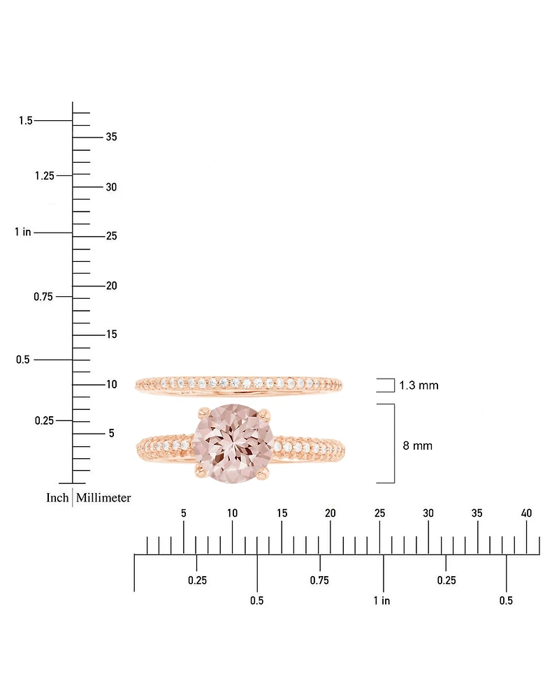 Macy's Morganite Nano (1.65 ct. t.w.) and Cubic Zirconia (0.81 Ring 14K Rose Gold Over Sterling Silver