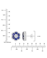 Macy's Blue (2.4 ct. t.w.) and White (0.5 ct. t.w.) Sapphire Stud Earrings in Sterling Silver