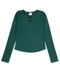 abercrombie kids Girls Double Bow Pointelle Long Sleeve Top
