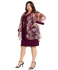 R & M Richards Plus 2-Piece Floral Jacket and Scoop Neck Dress