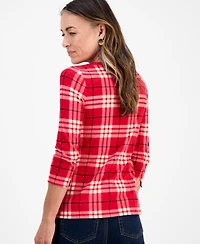 Style & Co Petite Cotton Sarah Plaid Top, Macy's Exclusive