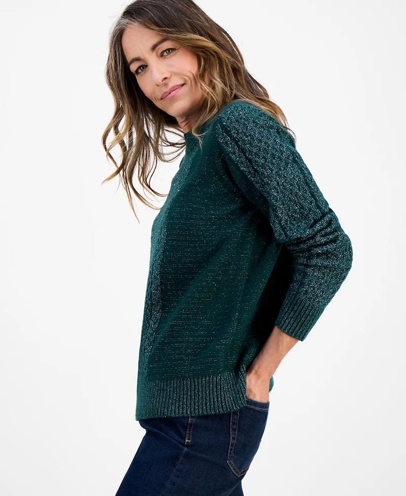 Style & Co Petite Shine Cable-Knit Sweater, Macy's Exclusive