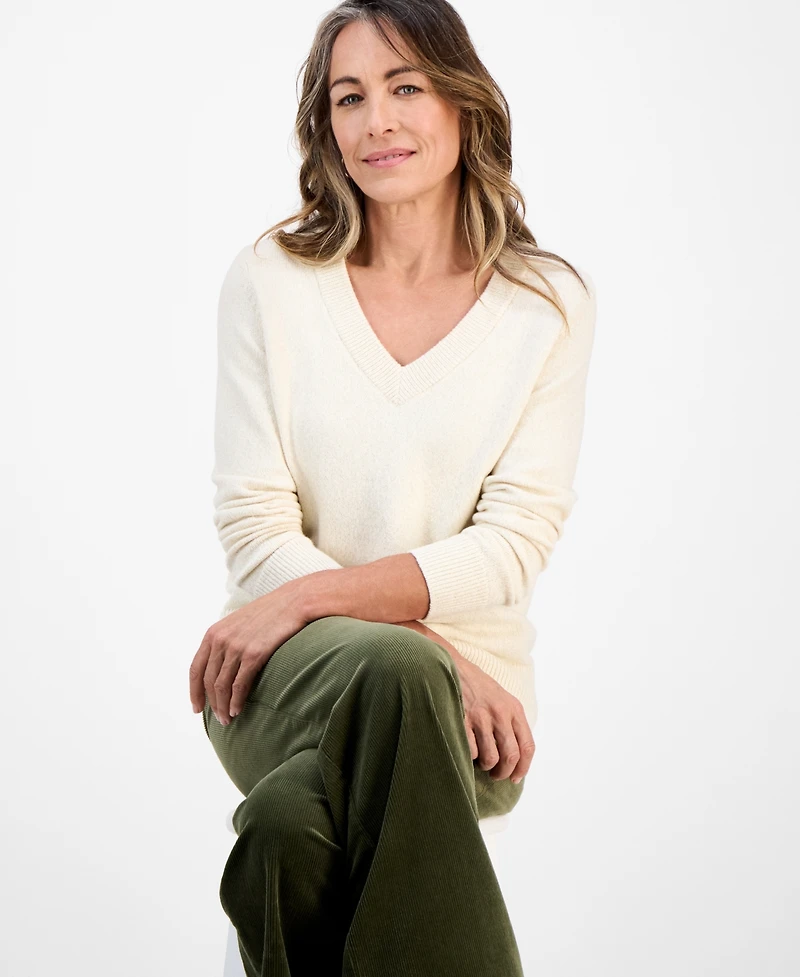 Style & Co Petite Holly Shine V-Neck Sweater, Macy's Exclusive
