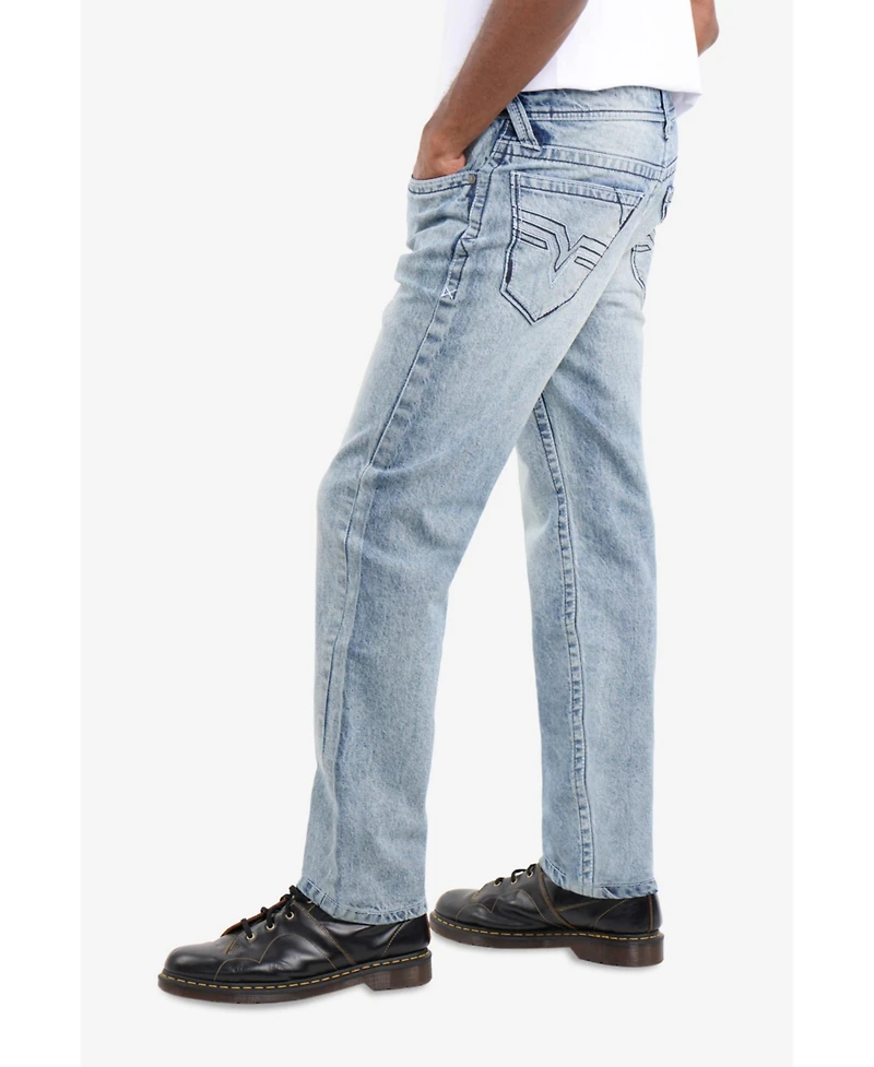 Cultura Men's Saddle Stitch Straight Fit Jeans