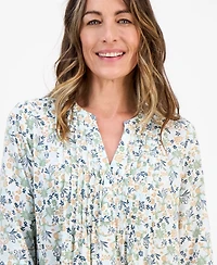 Style & Co Petite Romance Ditsy Pintucked Top, Macy's Exclusive
