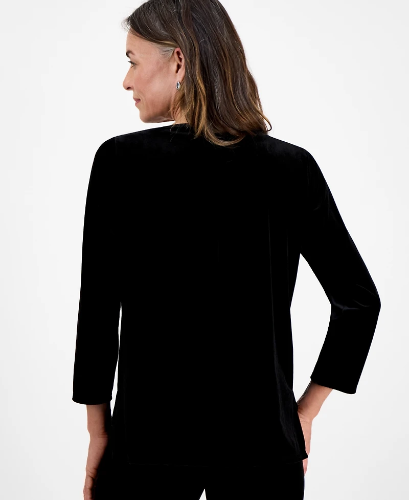 Style & Co Petite Velvet Boat-Neck Top, Macy's Exclusive
