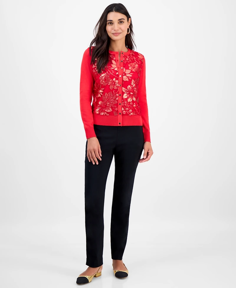 Jm Collection Petite Foliage Party Cardigan, Macy's Exclusive