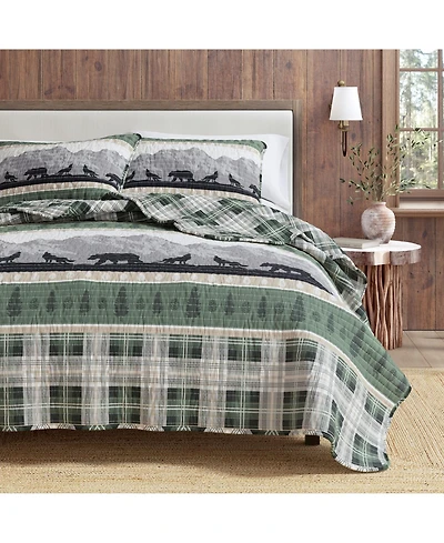 Linery & Co. Mountain Scape & Plaid Microfiber Quilt Set With Shams