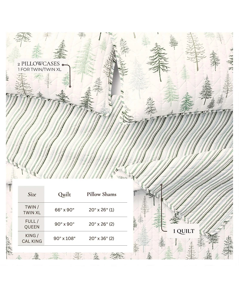 Linery & Co. Rustic Lodge Trees Microfiber Quilt Set With Shams