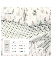 Linery & Co. Rustic Lodge Trees Microfiber Quilt Set With Shams
