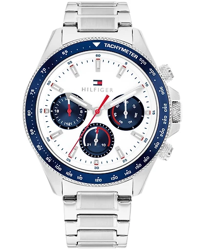 Tommy Hilfiger Men's Multifunction Silver Tone Stainless Steel Bracelet Watch, 44mm